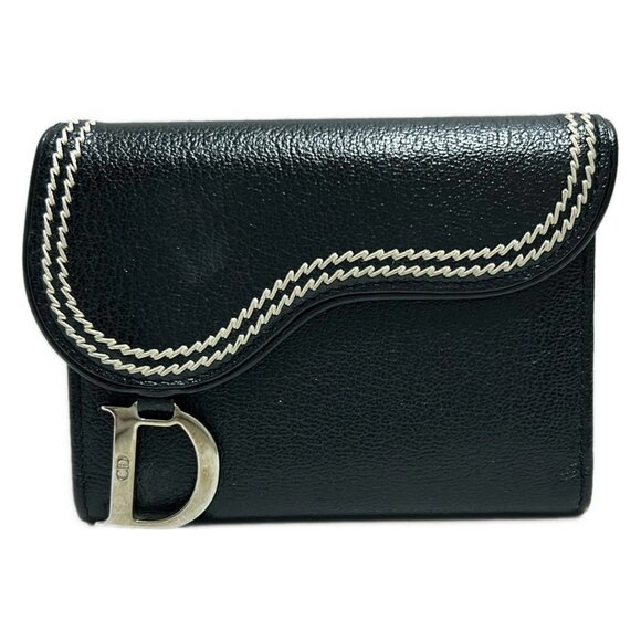 Auth DIOR/ChristianDior - Black Leather Business Card Holder - Picture 1 of 6